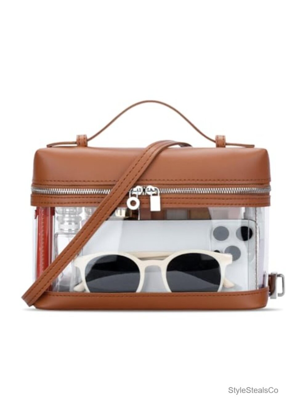 Clear Crossbody Bag Stadium Approved PVC Vegan Leather Concert Purse